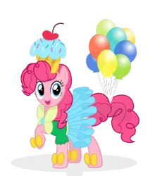 Size: 489x515 | Tagged: artist:relaxingonthemoon, balloon, clothes, derpibooru import, dress, pinkie pie, safe, simple background, solo, svg, .svg available, transparent background, vector