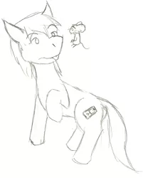 Size: 845x1051 | Tagged: safe, artist:wesleyfoxx, derpibooru import, oc, unofficial characters only, earth pony, mouse, pony, monochrome, sketch