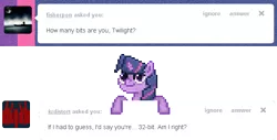 Size: 634x323 | Tagged: safe, derpibooru import, twilight sparkle, ask twisprite, ask, pixel art