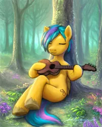 Size: 642x800 | Tagged: artist:genjilim, derpibooru import, flower, lute, oc, safe, spring, unofficial characters only