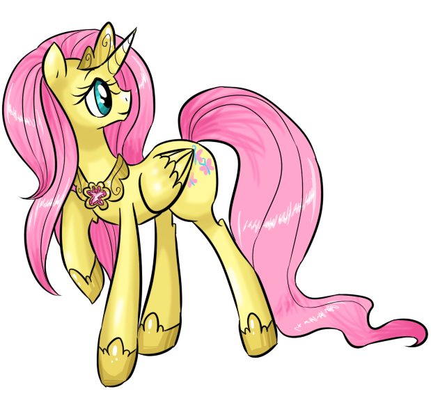 Size: 619x569 | Tagged: safe, artist:theluckyangel, derpibooru import, fluttershy, alicorn, pony, alicornified, element of generosity, element of honesty, element of kindness, element of laughter, element of loyalty, element of magic, elements of harmony, fluttercorn, princess, race swap, solo