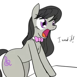 Size: 500x500 | Tagged: safe, artist:reiduran, derpibooru import, octavia melody, earth pony, pony, chest fluff, dialogue, hips, open mouth, reaction image, simple background, solo, want, white background