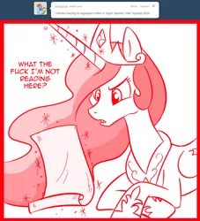 Size: 1000x1100 | Tagged: alicorn, artist:madmax, comic, derpibooru import, friendship report, i didn't learn anything, letter, madmax silly comic shop, princess celestia, safe, scroll, the super speedy cider squeezy 6000, vulgar