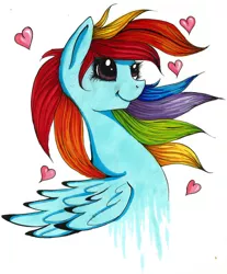 Size: 600x723 | Tagged: artist:majkarogo, derpibooru import, heart, rainbow dash, safe, solo