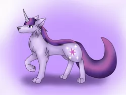 Size: 1024x768 | Tagged: safe, artist:shinkou-san, derpibooru import, twilight sparkle, wolf, solo, species swap, twiwolf, wolfified