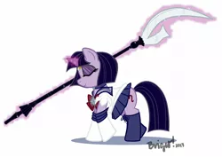 Size: 1754x1240 | Tagged: safe, artist:sakurakaijuu, derpibooru import, ponified, pony, polearm, sailor moon, sailor saturn