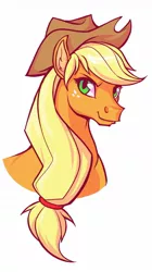 Size: 718x1280 | Tagged: applejack, artist:squeedgemonster, bust, derpibooru import, portrait, safe, simple background, solo