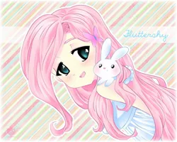 Size: 1280x1024 | Tagged: angel bunny, artist:framboosi, blushing, dead source, derpibooru import, fluttershy, human, humanized, pony coloring, safe