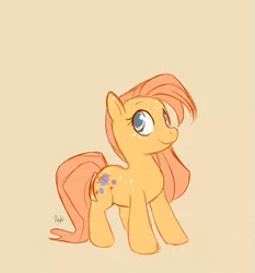 Size: 501x537 | Tagged: safe, artist:rollingrabbit, derpibooru import, baby sparkle north star, earth pony, pony, female, filly, foal, g1, g1 to g4, generation leap, simple background, solo, tan background