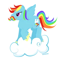 Size: 548x567 | Tagged: artist:tinrobo, cloud, derpibooru import, facial hair, mousdash, moustache, rainbow dash, rule 63, safe