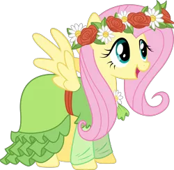 Size: 10721x10455 | Tagged: absurd resolution, artist:techrainbow, clothes, derpibooru import, dress, fluttershy, magical mystery cure, safe, simple background, transparent background, vector