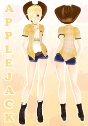 Size: 643x920 | Tagged: 3d, applejack, artist:xlinechu, derpibooru import, human, humanized, mmd, safe, solo