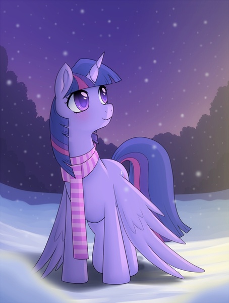 Size: 756x1000 | Tagged: safe, artist:stalkerpony, derpibooru import, twilight sparkle, twilight sparkle (alicorn), alicorn, pony, female, mare, snow, winter