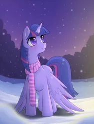 Size: 756x1000 | Tagged: safe, artist:stalkerpony, derpibooru import, twilight sparkle, twilight sparkle (alicorn), alicorn, pony, female, mare, snow, winter