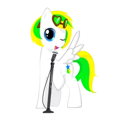 Size: 1500x1500 | Tagged: safe, artist:bigbuxart, derpibooru import, oc, unofficial characters only, pegasus, pony, goggles, microphone, solo