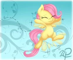 Size: 903x741 | Tagged: safe, artist:ephemurai, artist:joey darkmeat, derpibooru import, fluttershy, pegasus, pony, yoshi, abstract background, cute, ear fluff, eyes closed, female, filly, flailing, flapping, frown, hoof fluff, hoofy-kicks, leg fluff, shyabetes, solo, spread wings, wings, younger