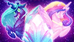 Size: 1920x1089 | Tagged: artist:karnella, contrast, crystal, derpibooru import, princess cadance, queen chrysalis, safe, wallpaper