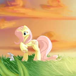 Size: 1000x1000 | Tagged: safe, artist:aruva-chan, derpibooru import, angel bunny, fluttershy, alicorn, pony, alicornified, fluttercorn, race swap