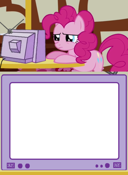 Size: 564x770 | Tagged: derpibooru import, exploitable, exploitable meme, griffon the brush off, meme, obligatory pony, pinkie pie, sad, safe, template, tv meme, unsure