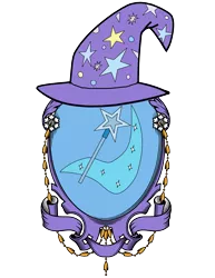 Size: 1445x1870 | Tagged: artist:lord-giampietro, cape, clothes, coat of arms, derpibooru import, hat, heraldry, no pony, safe, simple background, transparent background, trixie, trixie's cape, trixie's hat, wizard hat