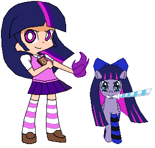 Size: 314x298 | Tagged: safe, artist:dmn666, derpibooru import, twilight sparkle, ponified, human, pony, anarchy stocking, crossover, humanized, panty and stocking with garterbelt