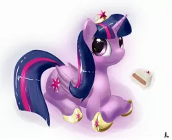 Size: 2766x2262 | Tagged: safe, artist:hieronymuswhite, derpibooru import, twilight sparkle, twilight sparkle (alicorn), alicorn, pony, cake, female, food, mare