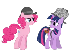 Size: 1100x800 | Tagged: artist:alexiy777, derpibooru import, pinkie pie, pipe, safe, simple background, svg, .svg available, transparent background, twilight sparkle, vector