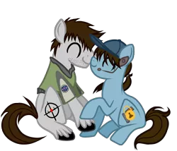 Size: 3500x3000 | Tagged: safe, derpibooru import, ponified, pony, chris redfield, crossover, cuddling, cute, jill valentine, resident evil, shipping, snuggling