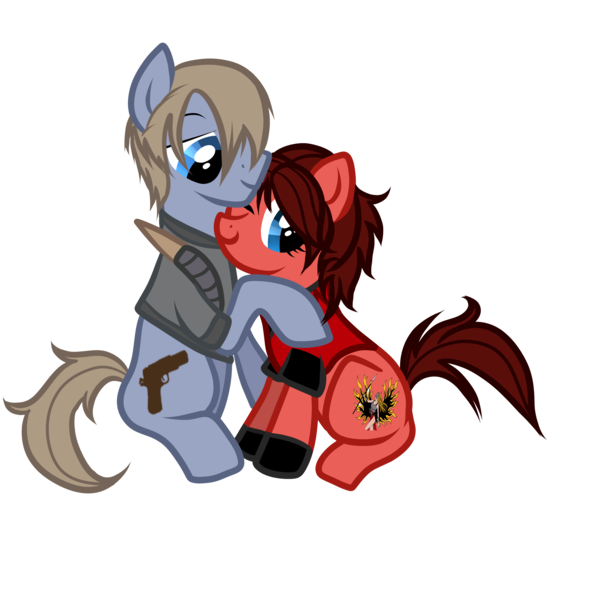 Size: 3000x3000 | Tagged: safe, derpibooru import, ponified, pony, claire redfield, crossover, leon s. kennedy, leon scott kennedy, resident evil