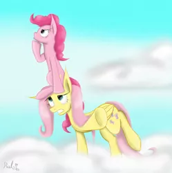 Size: 1074x1080 | Tagged: artist:rulsis, derpibooru import, fluttershy, pinkie pie, safe