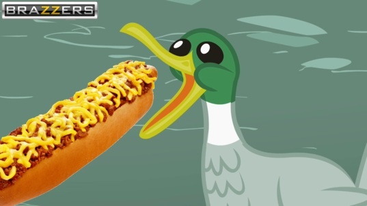 Size: 537x302 | Tagged: bird, brazzers, chili dog, chilli, derpibooru import, duck, food, hot dog, meat, op, sausage, suggestive