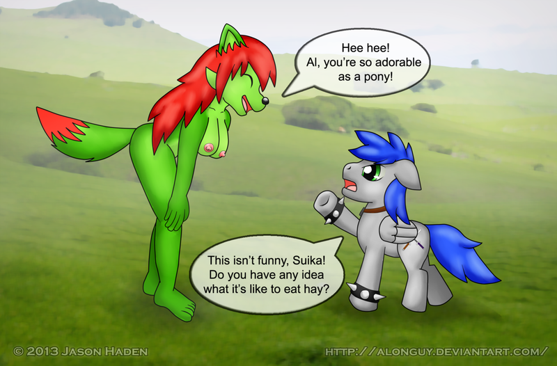 Size: 1280x841 | Tagged: questionable, artist:alon, derpibooru import, oc, oc:alon, ponified, anthro, pony, breasts, female, furry, nipples, non-mlp oc, nudity, suika verde