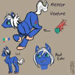 Size: 1500x1500 | Tagged: safe, derpibooru import, oc, oc:meteor venture, unofficial characters only, earth pony, pony, carnivore, reference sheet