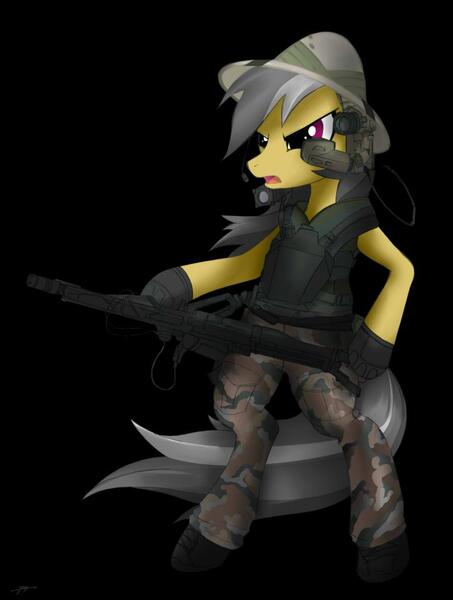 Size: 725x960 | Tagged: safe, artist:mirapony, derpibooru import, daring do, alien, pony, alien (franchise), bipedal, colonial marine, crossover, female, gun, mare, marine, smart gun, weapon