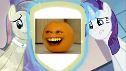 Size: 1067x600 | Tagged: annoying orange, bonna fide, cadance's mirror, derpibooru import, exploitable meme, games ponies play, glamour gleam, meme, mirror, rarity, safe