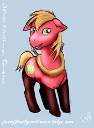 Size: 684x932 | Tagged: safe, artist:tatze-san, derpibooru import, big macintosh, earth pony, pony, 30 minute art challenge, clothes, crossdressing, male, stallion, stockings, thigh highs