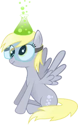 Size: 10000x15955 | Tagged: safe, artist:almostfictional, derpibooru import, derpy hooves, pegasus, pony, absurd resolution, beaker, female, goggles, mare, science, scrunchy face, simple background, solo, transparent background, vector