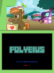 Size: 511x700 | Tagged: apple bytes, arcade, archer (character), button mash, derpibooru import, exploitable meme, high score, high score plays, meme, polybius, safe, scootablue, this will end in death, this will end in tears