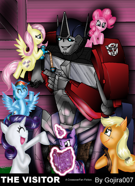 Size: 638x878 | Tagged: applejack, artist:gojira007, crossover, derpibooru import, fanfic, fluttershy, mane six, optimus prime, pinkie pie, rainbow dash, rarity, safe, transformers, transformers prime, twilight sparkle