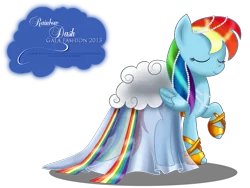 Size: 1389x1044 | Tagged: artist:tiffanymarsou, clothes, derpibooru import, dress, gala dress, rainbow dash, safe