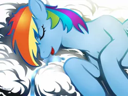 Size: 1600x1200 | Tagged: artist:balthasar999, cloud, derpibooru import, drool, nap, rainbow dash, safe, sleeping