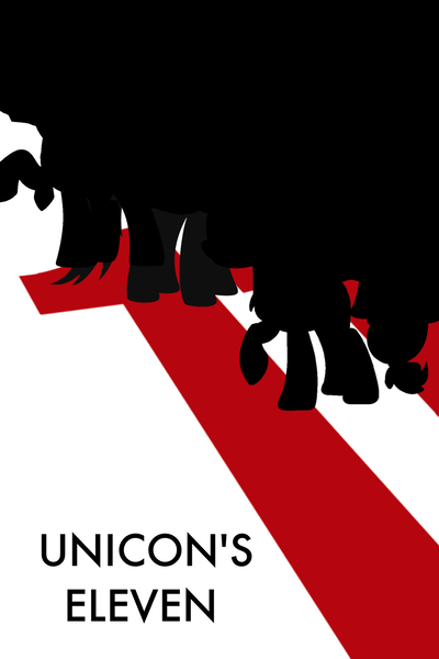 Size: 1000x1500 | Tagged: derpibooru import, drama, las pegasus, minimalist, modern art, oceans 11, ocean's eleven, oceans eleven, parody, safe, silhouette, unicon, unicon drama