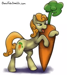 Size: 1024x1136 | Tagged: suggestive, artist:omnifob, derpibooru import, carrot top, golden harvest, 30 minute art challenge, carrot, food, licking, tongue out