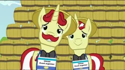 Size: 854x480 | Tagged: derpibooru import, drama, edit, edited screencap, flam, flim, flim flam brothers, safe, screencap, the super speedy cider squeezy 6000, unicon, unicon drama