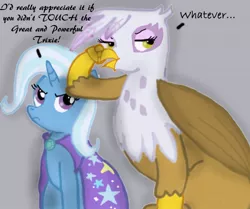 Size: 660x552 | Tagged: safe, artist:teamlars, derpibooru import, gilda, trixie, gryphon