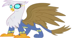 Size: 1193x631 | Tagged: safe, artist:rarity6195, derpibooru import, gilda, gryphon, clothes, goggles, majestic, solo, spread wings, uniform, wings, wonderbolts uniform