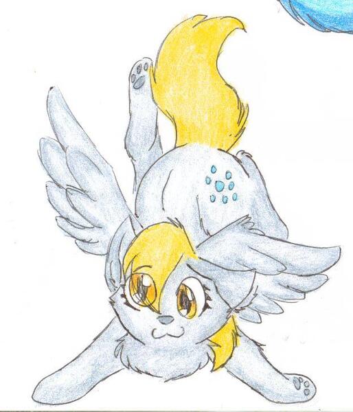 Size: 624x729 | Tagged: artist:nekotigerfire, cat, derpibooru import, derpy hooves, safe, species swap, traditional art