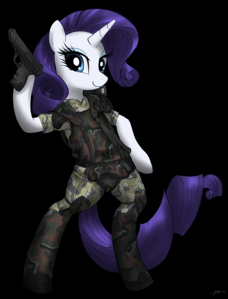 Size: 1000x1309 | Tagged: alien, artist:mirapony, derpibooru import, gun, marine, parody, rarity, safe, weapon