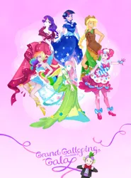 Size: 2815x3800 | Tagged: applejack, artist:s0901, clothes, derpibooru import, dress, fluttershy, gala dress, human, humanized, mane seven, mane six, pinkie pie, pixiv, rainbow dash, rarity, safe, spike, twilight sparkle, winged humanization, wings