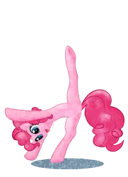 Size: 1915x2648 | Tagged: active stretch, artist:kna, cartwheel, derpibooru import, flexible, floor routine, gymnastics, handstand, oversplit, pinkie pie, rhythmic gymnastics, safe, solo, splits, upside down